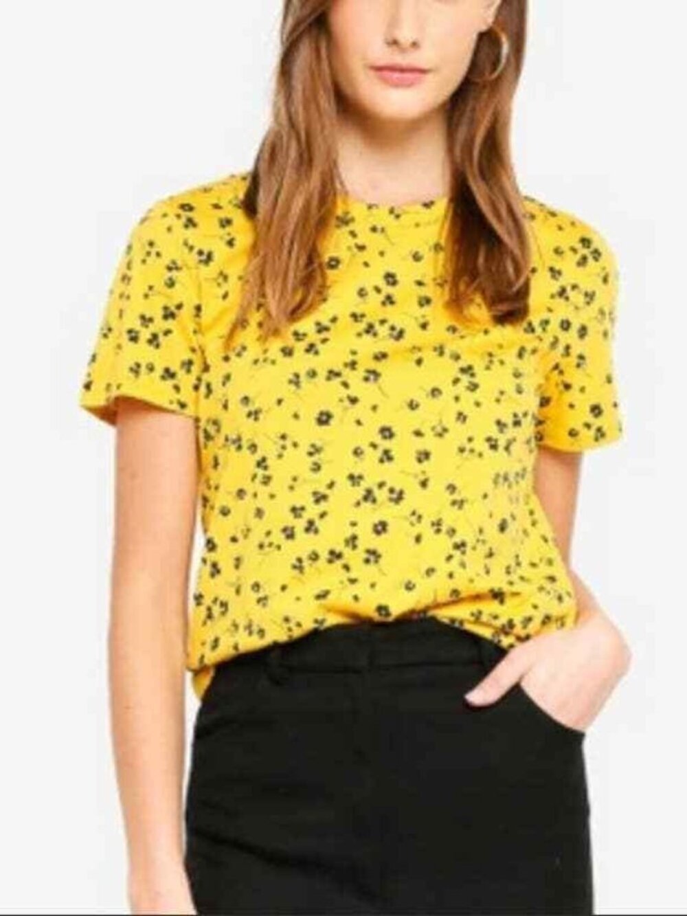 2/$30 Banana Republic Short Sleeve Crew High Low Tee Nicole Ditsy Small #A2521